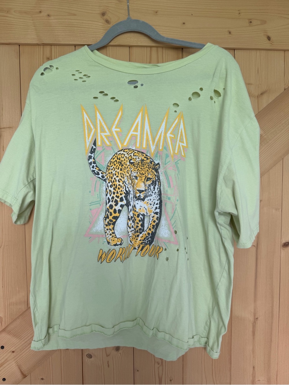Dreamer World Tour Leopard Graphic Tee - Light Green